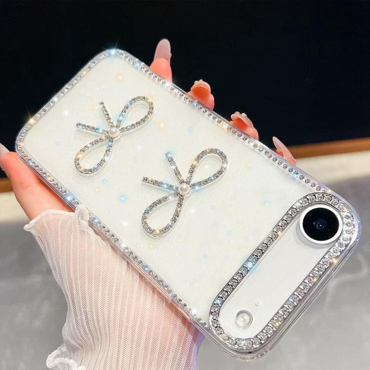 For iPhone Air Diamond Glitter Dual Bow-knot Shockproof Phone Case
