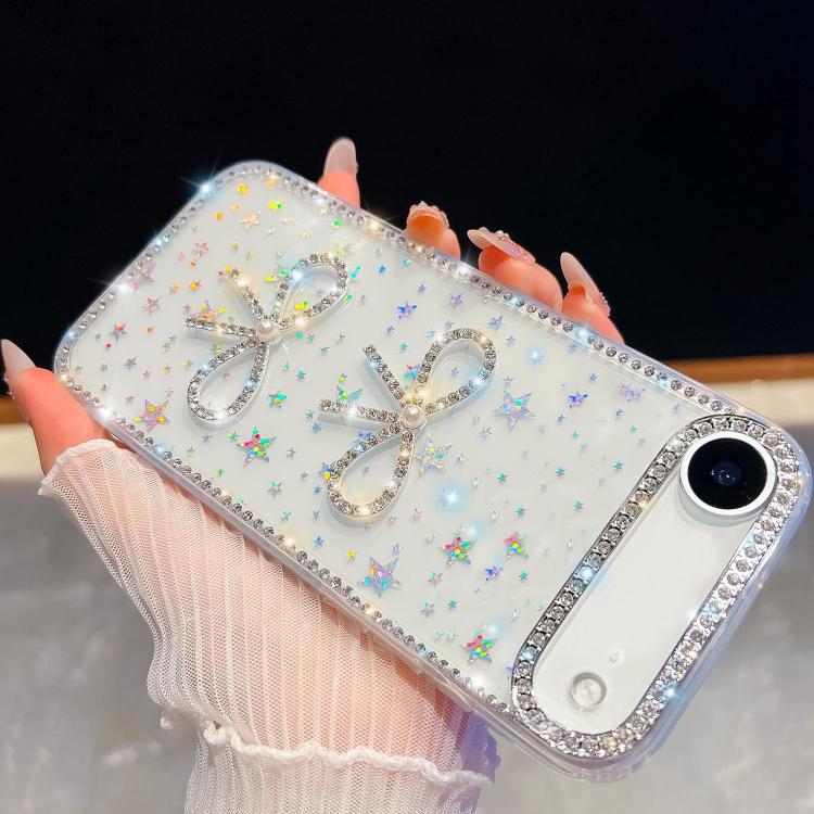 For iPhone Air Diamond Glitter Dual Bow-knot Shockproof Phone Case