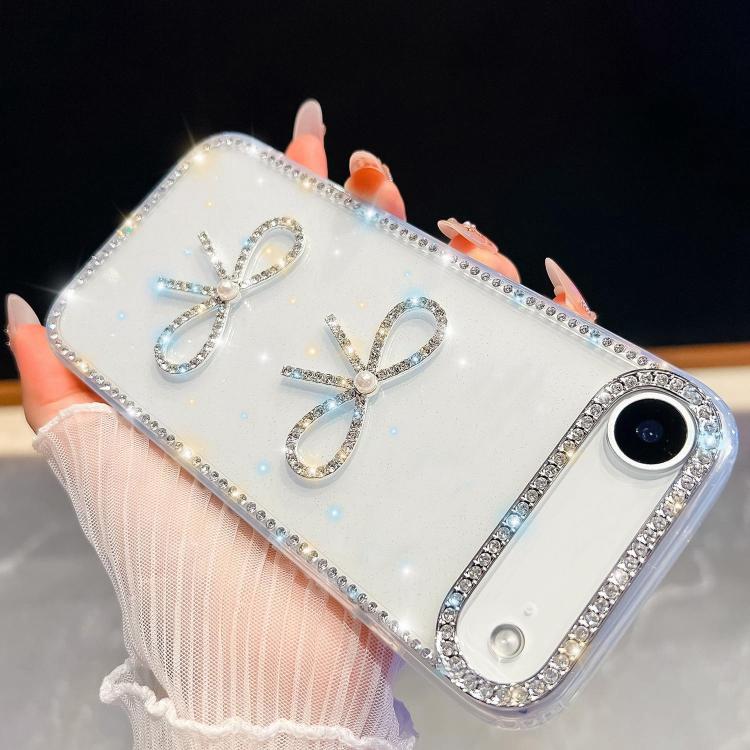 For iPhone Air Diamond Glitter Dual Bow-knot Shockproof Phone Case