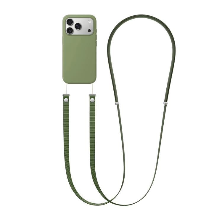For iPhone 17 Pro Crossbody Imitation Nylon Magnetic Liquid Pop-Up Animation Liquid Silicone Phone Case