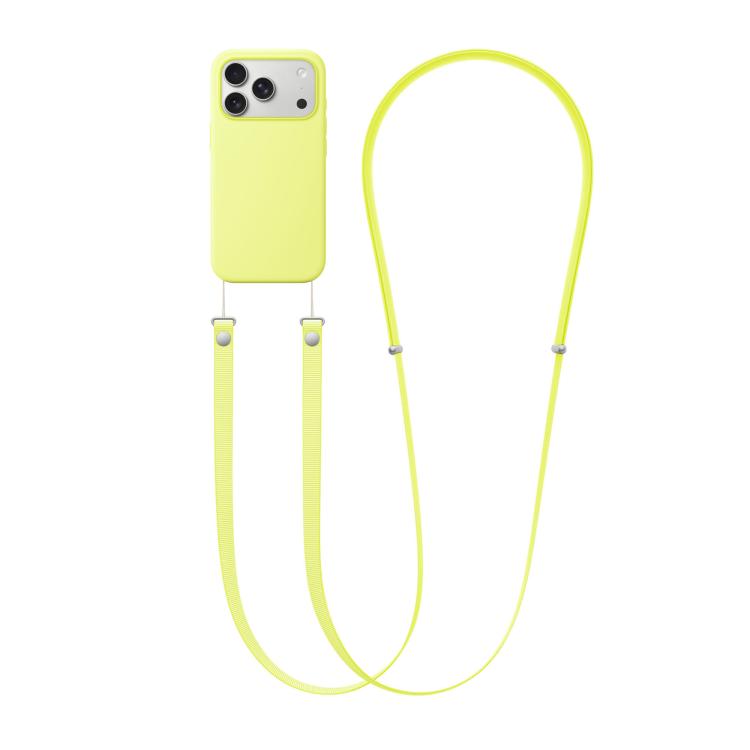 For iPhone 17 Pro Crossbody Imitation Nylon Magnetic Liquid Pop-Up Animation Liquid Silicone Phone Case