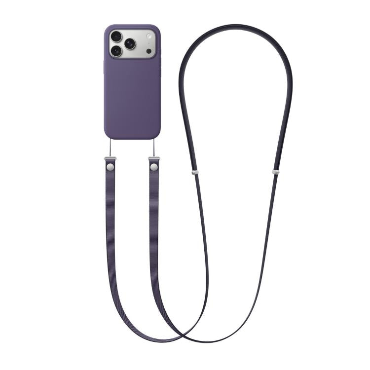 For iPhone 17 Pro Crossbody Imitation Nylon Magnetic Liquid Pop-Up Animation Liquid Silicone Phone Case