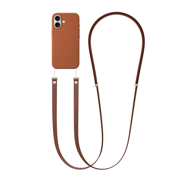 For iPhone 17 Crossbody Imitation Nylon Magnetic Liquid Pop-Up Animation Liquid Silicone Phone Case