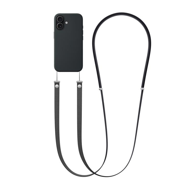 For iPhone 17 Crossbody Imitation Nylon Magnetic Liquid Pop-Up Animation Liquid Silicone Phone Case