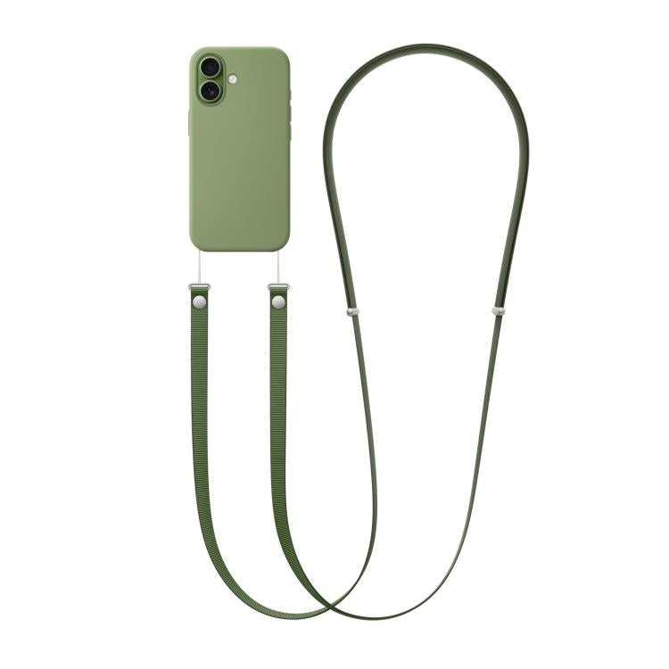 For iPhone 17 Crossbody Imitation Nylon Magnetic Liquid Pop-Up Animation Liquid Silicone Phone Case