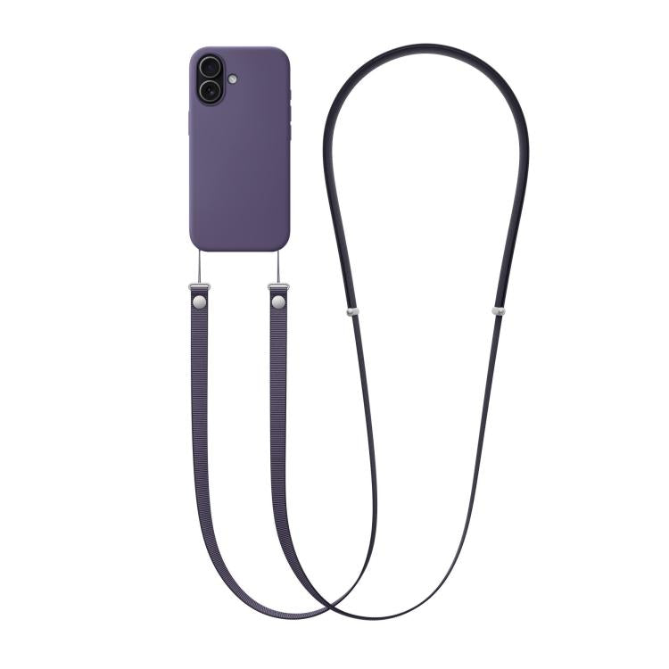 For iPhone 17 Crossbody Imitation Nylon Magnetic Liquid Pop-Up Animation Liquid Silicone Phone Case