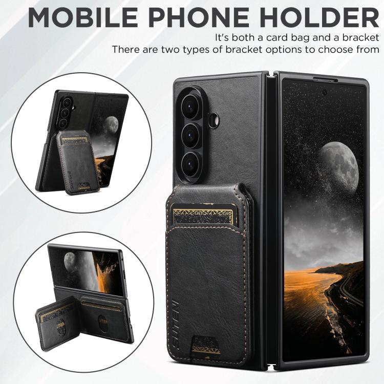 For Samsung Galaxy Z Fold6 Suteni H02 Leather Wallet Stand Back Phone Case