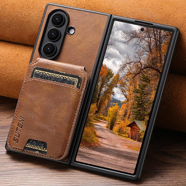 For Samsung Galaxy Z Fold6 Suteni H02 Leather Wallet Stand Back Phone Case