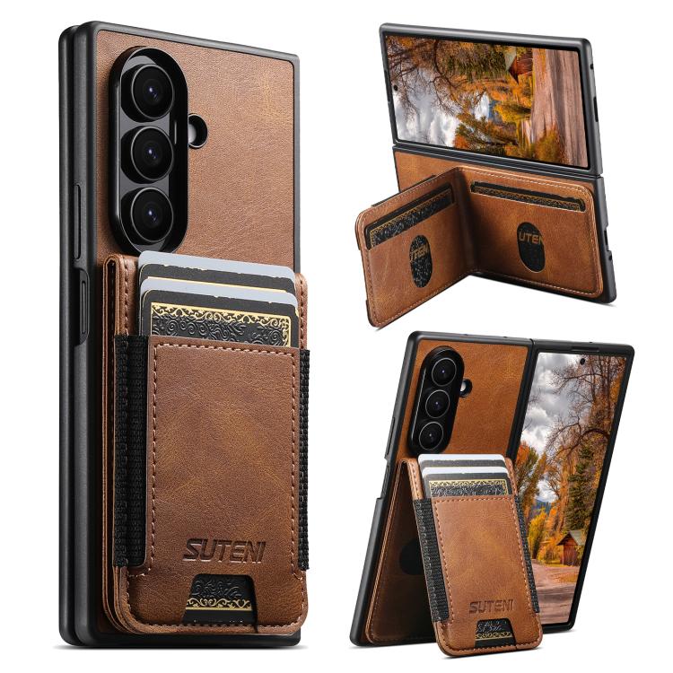 For Samsung Galaxy Z Fold6 Suteni H03 Oil Wax Leather Wallet Stand Back Phone Case