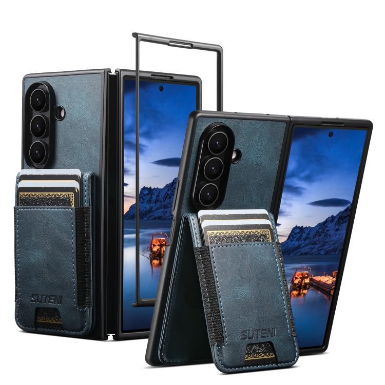 For Samsung Galaxy Z Fold6 Suteni H03 Oil Wax Leather Wallet Stand Back Phone Case