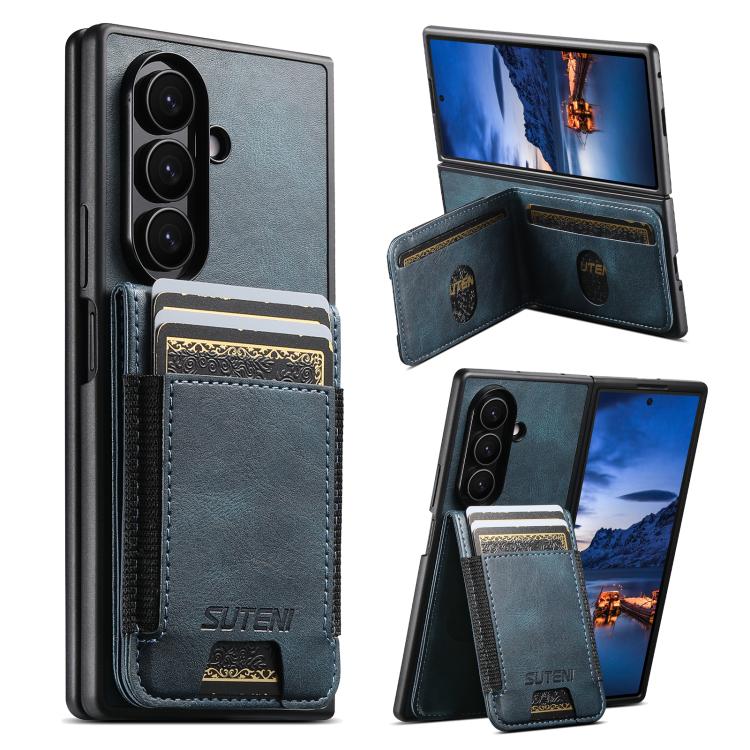 For Samsung Galaxy Z Fold6 Suteni H03 Oil Wax Leather Wallet Stand Back Phone Case