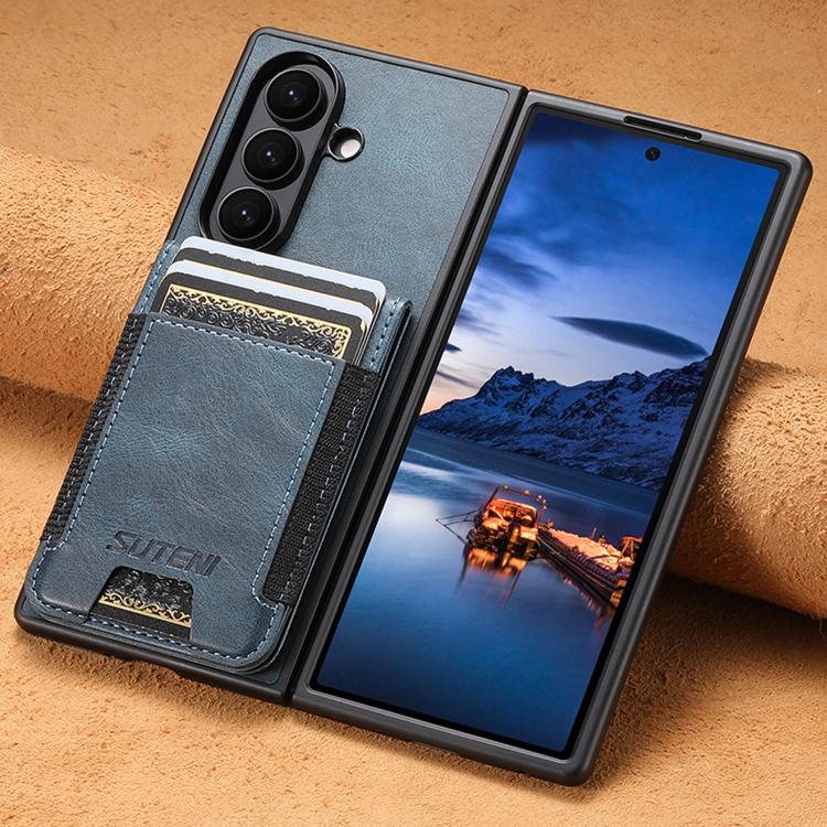 For Samsung Galaxy Z Fold6 Suteni H03 Oil Wax Leather Wallet Stand Back Phone Case
