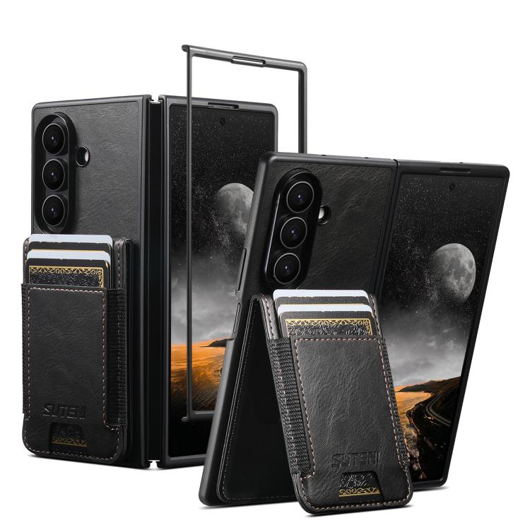 For Samsung Galaxy Z Fold5 Suteni H03 Oil Wax Leather Wallet Stand Back Phone Case
