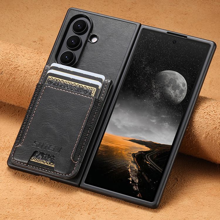 For Samsung Galaxy Z Fold5 Suteni H03 Oil Wax Leather Wallet Stand Back Phone Case
