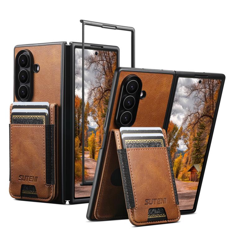 For Samsung Galaxy Z Fold5 Suteni H03 Oil Wax Leather Wallet Stand Back Phone Case