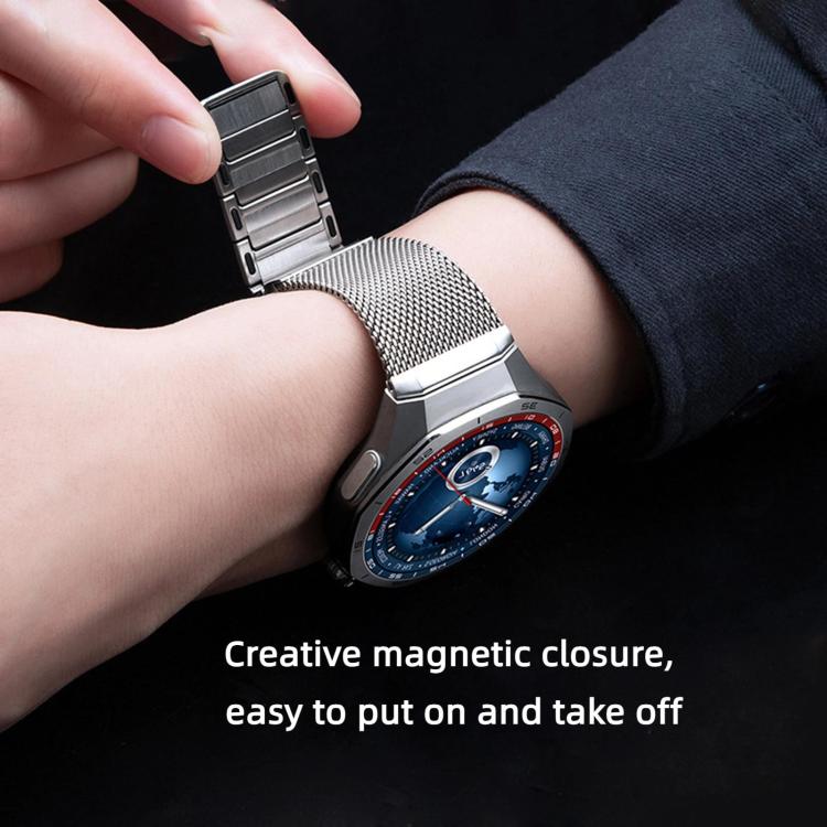 For Huawei Watch GT 5 Pro 46mm Magnetic Woven I-Shaped Stainless Steel Watch Band