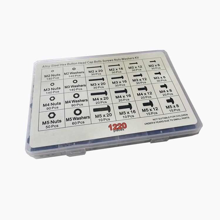 Hexagon Flat Head Bolts Nuts + Washers Alloy Steel Class 10.9, With Hexagon Wrench  - M2-M5