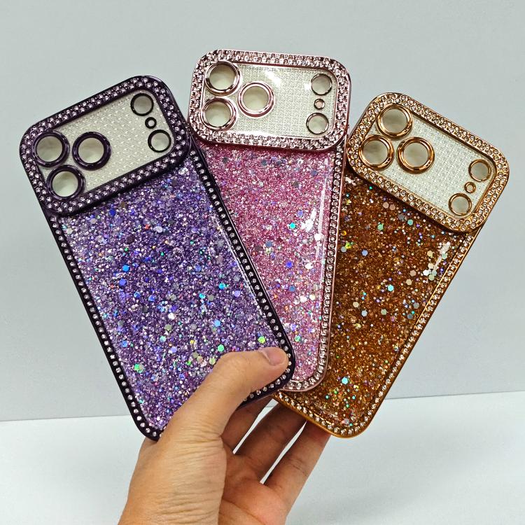 For iPhone 17 Pro Max Diamond Glitter Sequins TPU Phone Case