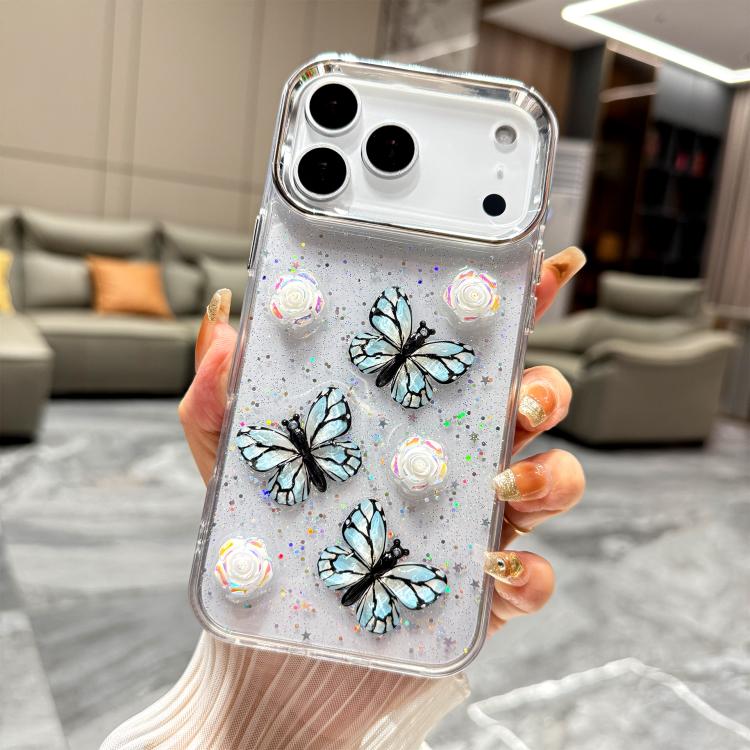 For iPhone 17 Pro Max Glitter 3D Butterfly TPU Phone Case