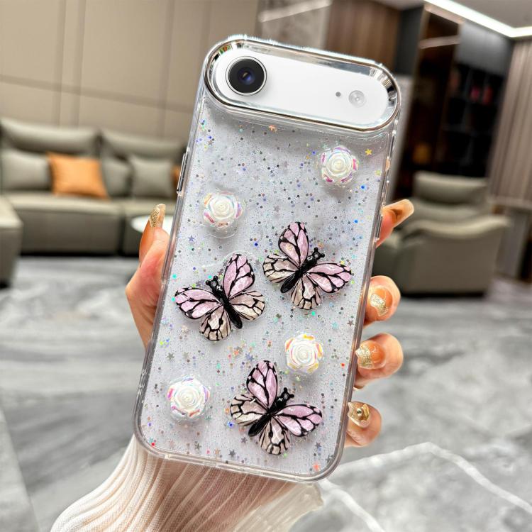 For iPhone Air Glitter 3D Butterfly TPU Phone Case