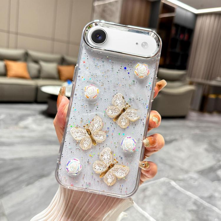 For iPhone Air Glitter 3D Butterfly TPU Phone Case