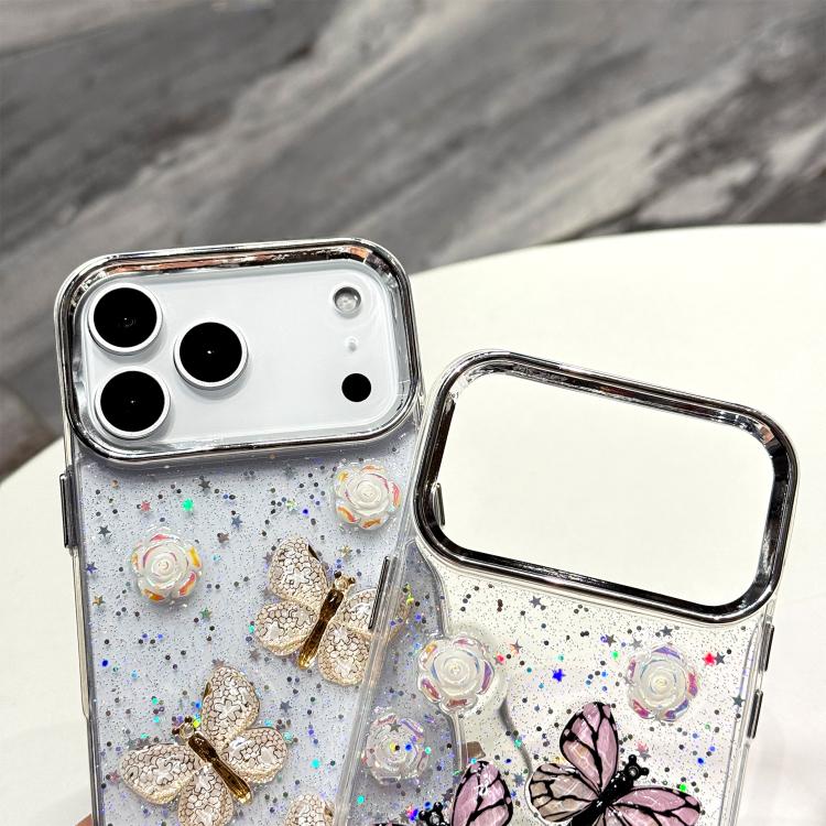 For iPhone 17 Pro Max Glitter 3D Butterfly TPU Phone Case