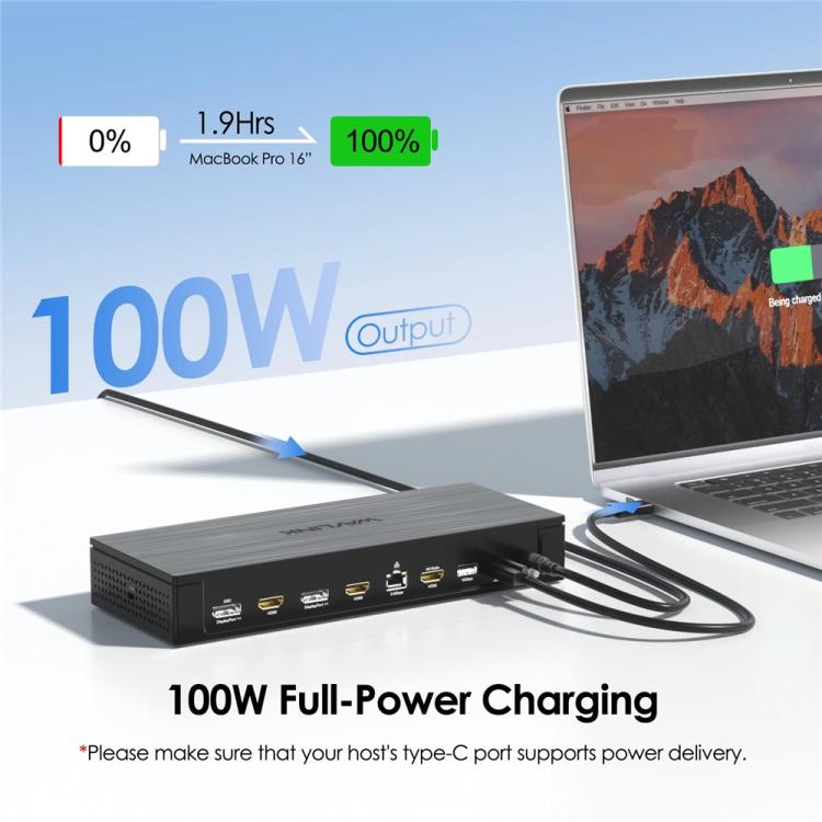 WAVLINK UG75PD5-3H2D2 For Mac M1 / M2 / M3 / M4 / Windows DisplayLink-7400 Docking Station, Plug:UK Plug