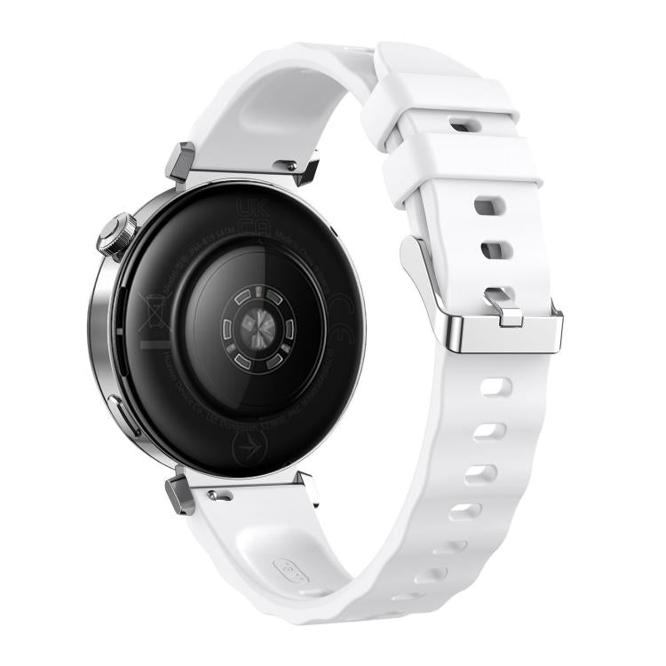 18mm Wave Texture Silver Buckle Silicone Watch Band