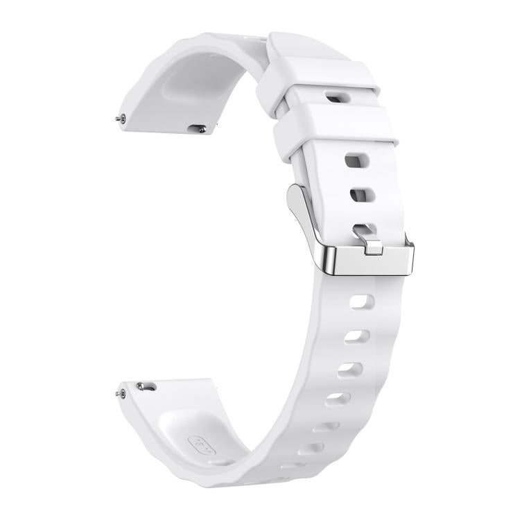 18mm Wave Texture Silver Buckle Silicone Watch Band