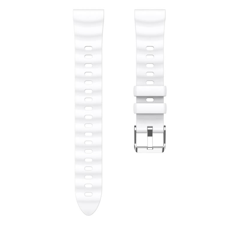 18mm Wave Texture Silver Buckle Silicone Watch Band
