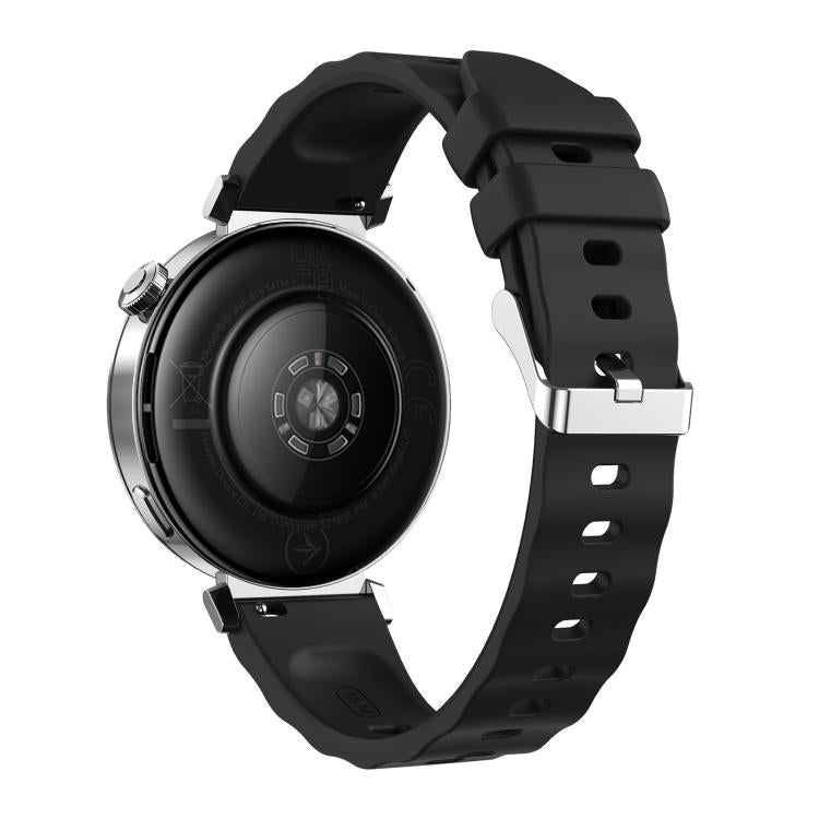 18mm Wave Texture Silver Buckle Silicone Watch Band