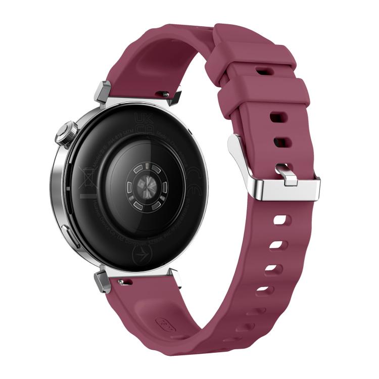 18mm Wave Texture Silver Buckle Silicone Watch Band