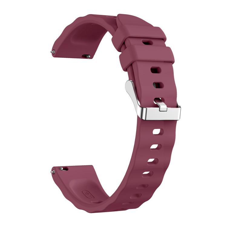 18mm Wave Texture Silver Buckle Silicone Watch Band
