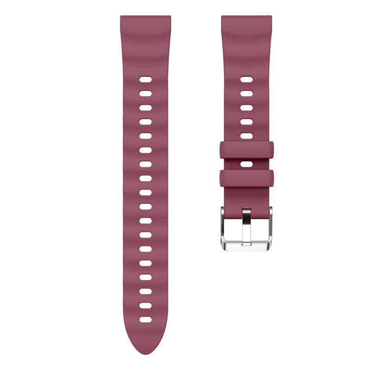 18mm Wave Texture Silver Buckle Silicone Watch Band