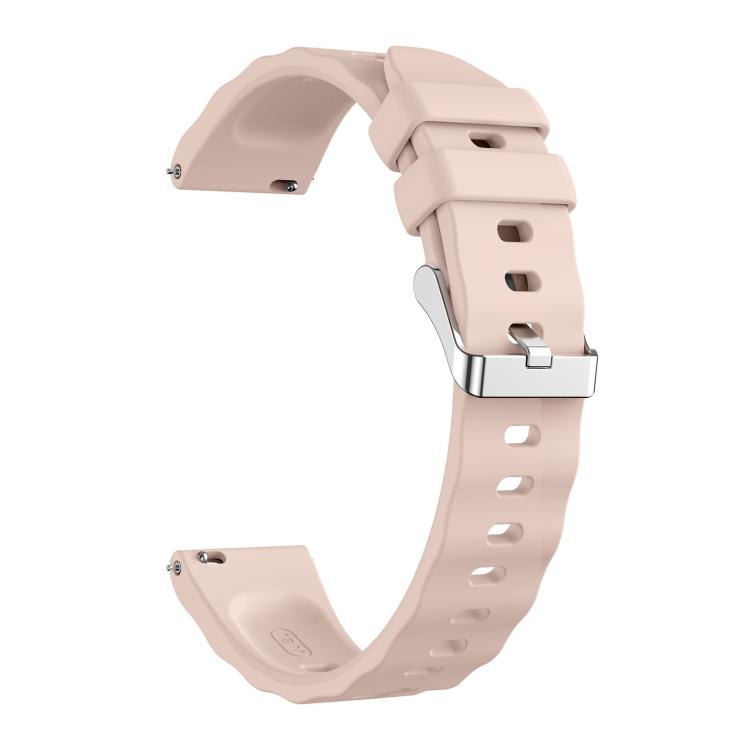 18mm Wave Texture Silver Buckle Silicone Watch Band