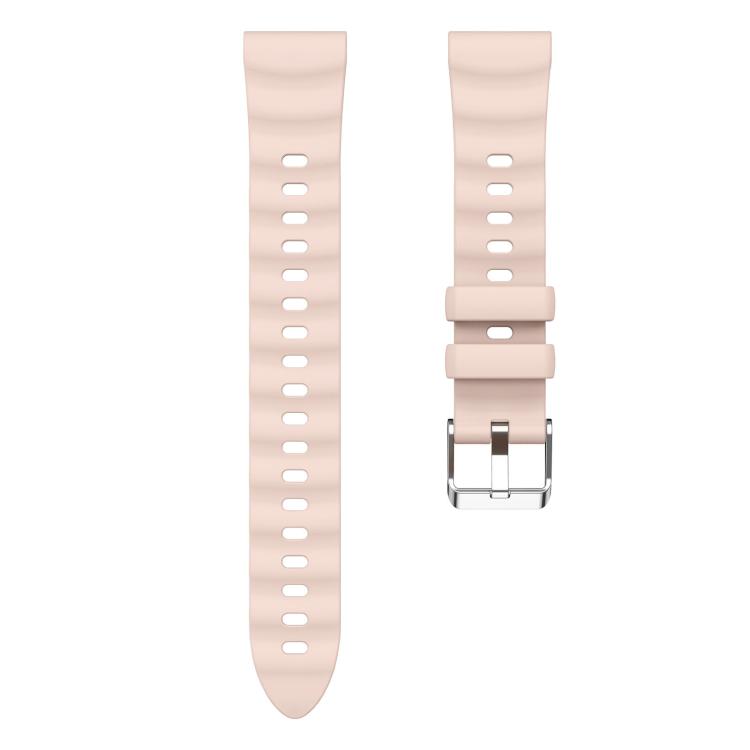 18mm Wave Texture Silver Buckle Silicone Watch Band