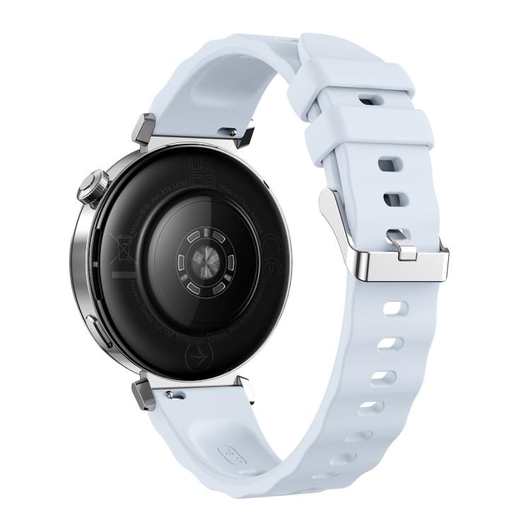 18mm Wave Texture Silver Buckle Silicone Watch Band