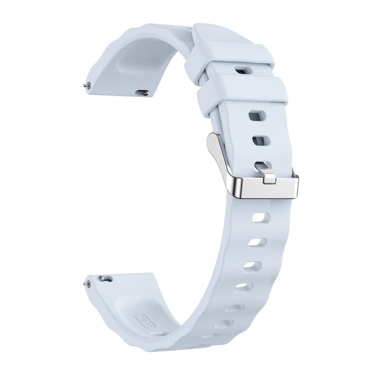 18mm Wave Texture Silver Buckle Silicone Watch Band