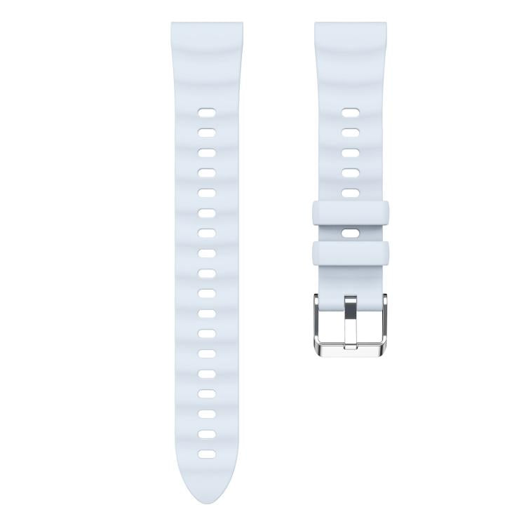18mm Wave Texture Silver Buckle Silicone Watch Band
