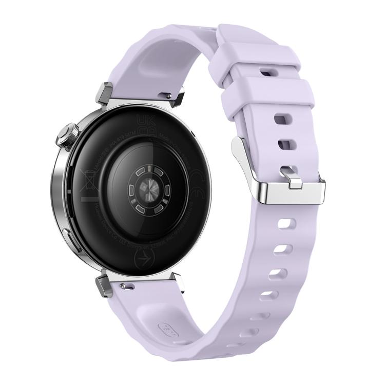 18mm Wave Texture Silver Buckle Silicone Watch Band