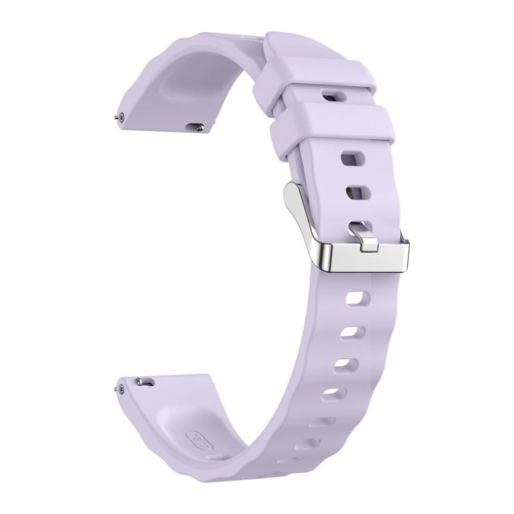 18mm Wave Texture Silver Buckle Silicone Watch Band
