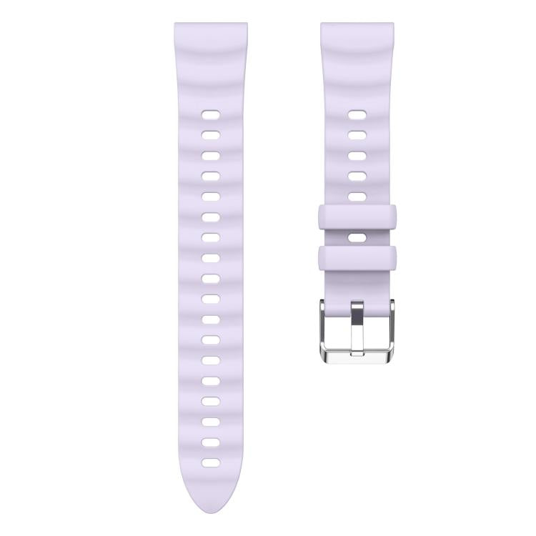 18mm Wave Texture Silver Buckle Silicone Watch Band