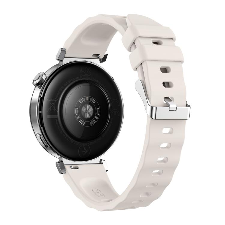 18mm Wave Texture Silver Buckle Silicone Watch Band