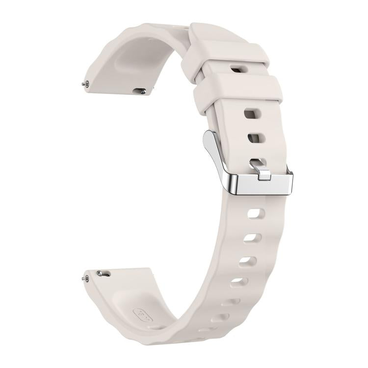18mm Wave Texture Silver Buckle Silicone Watch Band