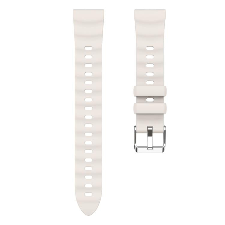 18mm Wave Texture Silver Buckle Silicone Watch Band