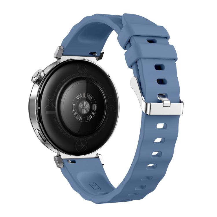 18mm Wave Texture Silver Buckle Silicone Watch Band