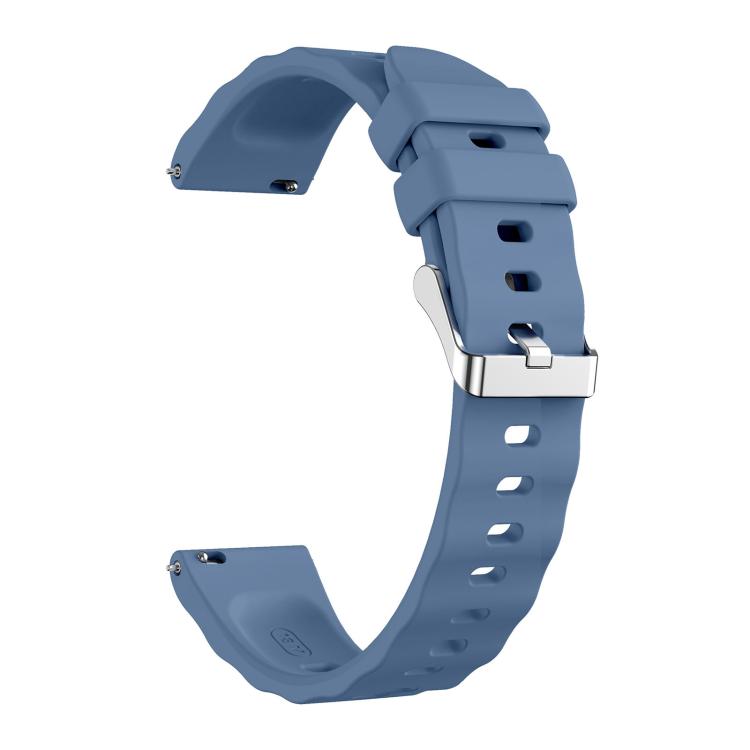 18mm Wave Texture Silver Buckle Silicone Watch Band