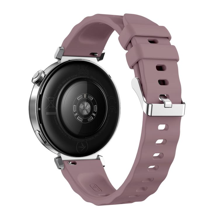 18mm Wave Texture Silver Buckle Silicone Watch Band