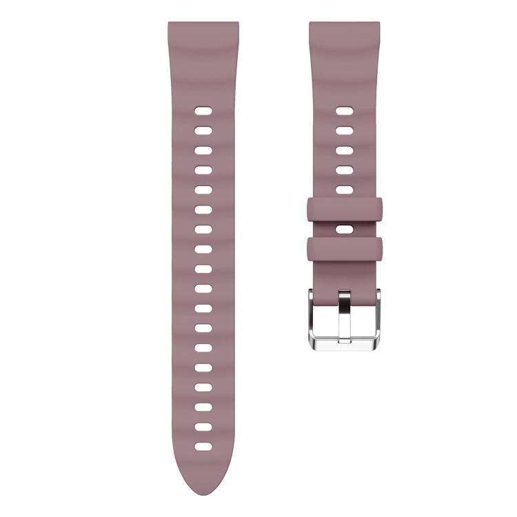 18mm Wave Texture Silver Buckle Silicone Watch Band