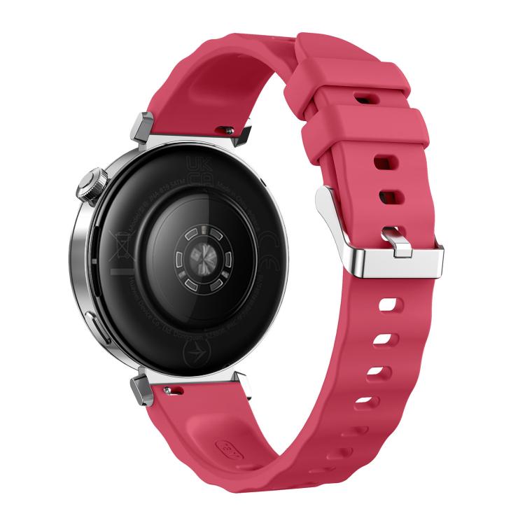 18mm Wave Texture Silver Buckle Silicone Watch Band